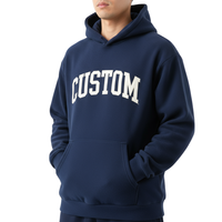 Streetwear décontracté de luxe surdimensionné en molleton épais imprimé, sans cordon, en tissu éponge français de haute qualité, écologique et personnalisé