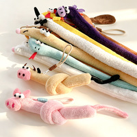 Porte-clés en peluche noué à long cou, en alliage de zinc tissé, imprimé sérigraphié, 12 styles, animaux de dessin animé, pendentif doux et moelleux
