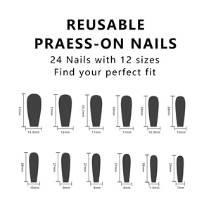 AIERFEI 24 pièces femmes presse sur les <span class=keywords><strong>ongles</strong></span> avec strass long <span class=keywords><strong>cercueil</strong></span> <span class=keywords><strong>faux</strong></span> <span class=keywords><strong>ongles</strong></span> vendeur en gros - Product Image 6
