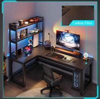 2024 WDY nouveauté fibre de carbone bois Table d'angle ordinateur bureau à domicile bureau réversible L forme bureau de jeu avec panneau perforé