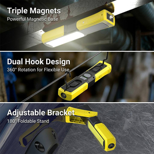 Lampe de travail COB OEM à intensité variable 800LM rechargeable 6000mAh Type-C avec crochet magnétique, lampe d'inspection LED pour <span class=keywords><strong>garage</strong></span> - Product Image 3