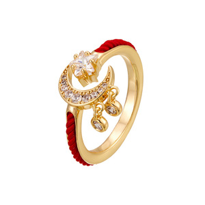 Chinese Style Red Rope Star Moon Tassel Open Ring Adjustable Index Finger Jewelry New Year's Festive Gift - Product Image 5