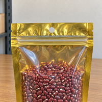 Pochette Doypack Brillante Dorée Transparente Refermable avec Fermeture Ziplock, Trou de Suspension et Encoche de Déchirement pour Emballage de Grains de Café, Noix, Bonbons et Vente au Détail