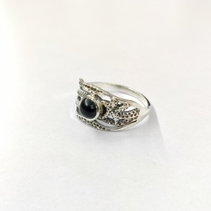 Bague en onyx noir, argent sterling 925, bague en pierre précieuse, onyx noir, collection artisanale, bagues fines, bijoux en argent, prix de gros - Product Image 4