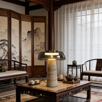 Lampe de table en verre travertin jaune de style minimaliste nordique, style luxueux pour chambre à coucher, bureau ou salle d'étude, esthétique Wabi-Sabi