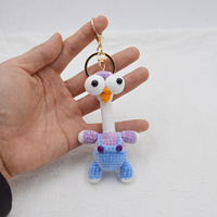 Porte-clés oiseau à long cou en crochet fait main porte-clés oiseau coloré avec grands yeux Logo personnalisé pour la décoration de sac