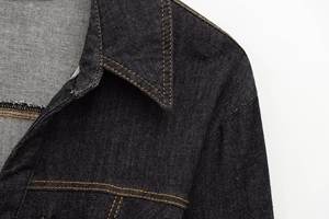 Denim setelan 2 potong untuk wanita, kemeja kerah lengan panjang bahan Denim, Set celana panjang Denim wanita - Product Image 3