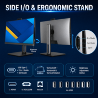 Ordinateurs tout-en-un F6-ST 24 27 pouces, écran tactile plat Full HD 1920x1080, lecteur d'empreintes digitales, rotation, DDR4 32 Go, SSD 2 To, Windows 11, PC AIO