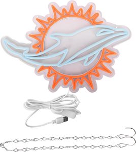 Enseigne néon LED Miami Dolphins pour décoration murale, lumière néon à intensité variable, logos de l'équipe bleu glace pour la décoration de la cave des hommes - Product Image 3