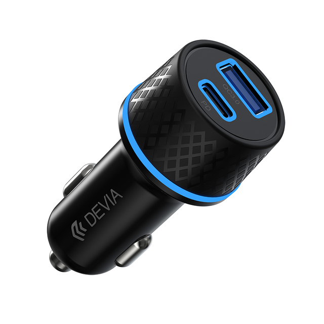Devia 12/24V DC Car Accessory 42.5W Power Plug Adapter PD+QC Quick Charge Dual USB Type-C Car Charger Mobile Phones 2A Output
