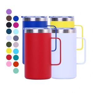 Custom logo 12oz 14oz Classic Black White Double Wall Insulation Stainless Steel <b>Coffee</b> Mug Cup With Handle and Lid - Product Image 1