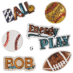 2025 gros fer personnalisé sur patchs de Baseball Chenille sergé tissu paillettes et paillettes Football patchs - Product Image 1