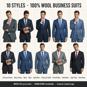 En stock – Ensemble de costume homme <span class=keywords><strong>100</strong></span> % <span class=keywords><strong>laine</strong></span> semi-entoilée, logo personnalisé, formel, simple boutonnage, 2 pièces (<span class=keywords><strong>blazer</strong></span> et pantalon) pour le bureau et les affaires - Product Image 2