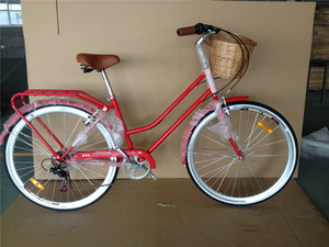 Bicicleta Urbana Retro <span class=keywords><strong>para</strong></span> Mujer 700C, Bicicleta Vintage con Cuadro Bajo, 7 Velocidades, Bicicleta Clásica <span class=keywords><strong>para</strong></span> Ciudad y Carretera con Canasta de Mimbre - Product Image 5