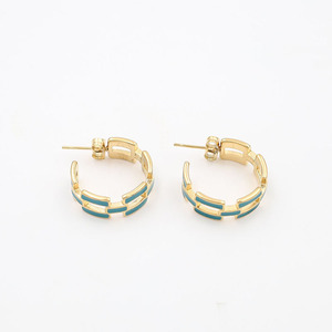 Geometric Stud Earrings Gold Plated Enamel Hoop Small Round Ear Studs For Women Fashion Jewelry Multi Color Choice - Product Image 5