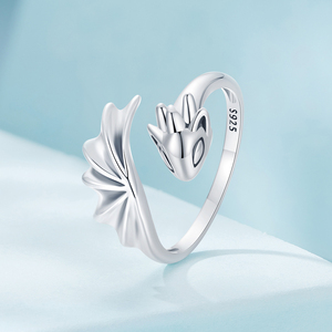 Anillo abierto de Dragón Volador Retro de Plata de Ley 925, anillo de dedo 3D oxidado para mujer, joyería fina, regalo de fiesta SCR1017 - Product Image 2