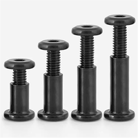 Vis de connexion en acier inoxydable noir à tête hexagonale, ensemble de boulons et d'écrous pour meubles, vis de liaison mâle et femelle, vis Chicago