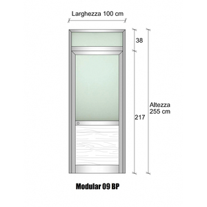 Parete Divisoria Modulare Continua con Traversa Alta in Colore Avorio RAL 1000 mm H2550xl1000 mm Pannello in Acciaio con Perle di Vetro Opale in Alluminio - Product Image 1