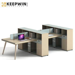 현대식 다인용 사무실 공간 가구 매칭 모듈형 직원 책상 조합 책상 캐비닛 포함 4인용 워크스테이션 테이블 - Product Image 6