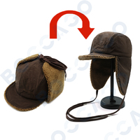 Chapeau d'hiver en nylon, style trapper, à bord court et plat, doublure en polaire Sherpa, avec cache-oreilles et cordon de serrage, coupe-vent, pour le ski, unisexe adulte