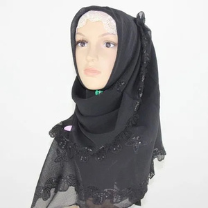 Voile de luxe en <span class=keywords><strong>tissu</strong></span> léger 100 % polyester peigné fin 60S, certifié ISO 9001 et GRS, pour hijab - Product Image 2
