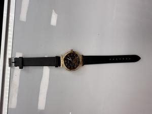 Hyf A133 Round Gold Plated <b>Case</b> Rubber Leather Band Unisex Water Resistant Fashion <b>Watch</b> - Product Image 3