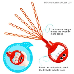 Venta caliente lindo soplador de burbujas herramienta de juguete 32 agujeros varita de burbujas interior al aire libre niños actividad de mano palo de burbujas de juguete con 5 varillas