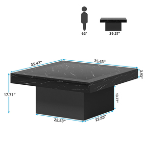 Table basse carrée LED convertible moderne et contemporaine pour salon et hôtel (<span class=keywords><strong>marbre</strong></span> artificiel <span class=keywords><strong>noir</strong></span>) - Product Image 3