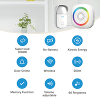 Sonnette sans fil Pas besoin de pile Sonnette de porte étanche auto-alimentée Sets Home Outdoor Kinetic Ring Chime Doorbell