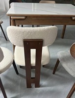 Chaise de salle à manger en tissu velours blanc de style moderne et simple, chaise de café nordique avec pieds en bois massif, mobilier de maison en bois