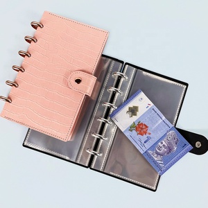Ustom-Carpeta de cuero con bolsillo para guardar dinero, organizador A6 A5 con 6 anillas para guardar dinero <span class=keywords><strong>en</strong></span> efectivo - Product Image 2