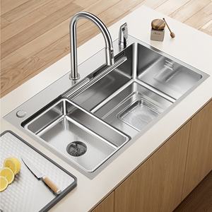 Évier de cuisine à cuve unique grande taille en acier inoxydable 304, nouvelle collection 2026, finition nano gaufrée et épaissie - Product Image 1