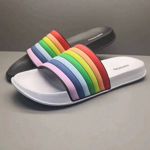 Özel Logo gökkuşağı slaytlar sandalet terlik bayanlar ev terlik kapalı banyo plaj sandaletleri terlik kadınlar için - Product Image 2