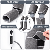 Masseur de jambes gris avec 3 intensités, 6 modes, double chaleur et enveloppe ajustable pour la relaxation des mollets et des cuisses