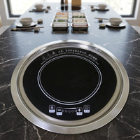 Table de cuisson à induction encastrable ronde professionnelle en acier inoxydable pour restaurant
