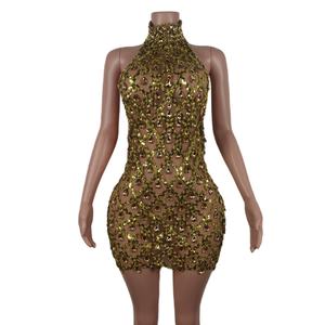 مثير انظر من خلال حجر الراين الترتر حفلة عيد ميلاد Bodycon اللباس التقطت الصور عارية الذراعين البسيطة نادي اللباس النساء مساء حفلة موسيقية اللباس - Product Image 4