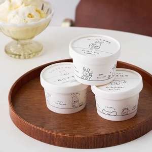 Tùy chỉnh 3oz tường duy nhất cốc giấy phân hủy sinh học dùng một lần Sundae món tráng miệng Kem <span class=keywords><strong>container</strong></span> biểu tượng tùy chỉnh in vòng hình dạng - Product Image 1