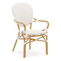 Chaise de salle à manger d'extérieur empilable de style nordique moderne, structure en aluminium, rotin PE tressé, mobilier de jardin pour hôtel, ferme, café