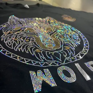 Iron On Hotfix Heat Transfers Labels Supplier Design Custom Motif Logo Hot Fix Plain Spangles Sequins Patches for T Shirt