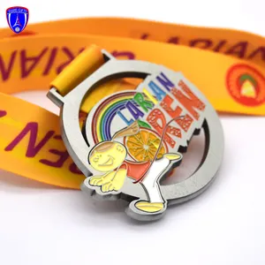 Malaysia LARIAN REM orange shape cut out design medal keys antique silver plated new style running event award medallion