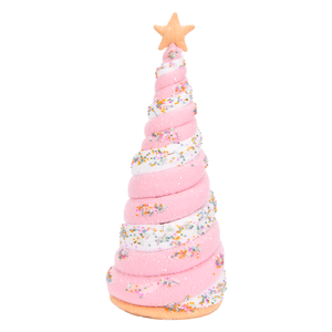 Pink Donut Sprinkle Swirl Tabletop Christmas Cone <b>Tree</b> Orange Star <b>Topper</b> Bakery Donut Shop Decor - Product Image 3