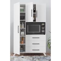 Armoire de cuisine et de salle de bain multifonctionnelle Aras White, modulaire, simple, moderne, 3 portes, 3 tiroirs, écologique, pour appartement