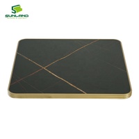 Plateau de table moderne en stratifié HPL noir Laurent 70x70cm, surface de table carrée imperméable pour l'extérieur, adapté aux hôtels, restaurants, cafés