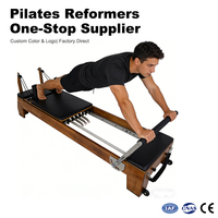 Luxuriöses Fitnessgerät: Pilates-Reformer aus schwarzem Walnussholz, verstellbares Massivholz-Kernbett für kommerzielles Yoga-Training