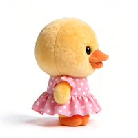Peluche de canard jaune de haute qualité, canard en peluche avec une jolie robe à pois pour la vente en gros, canard en peluche mignon pour filles