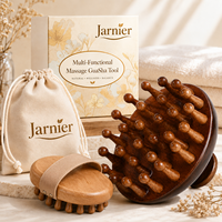 Masseur à vibrations multi-points KOSEN en bois de hêtre naturel, avec brosse à coussin d'air pour la relaxation du corps et des méridiens