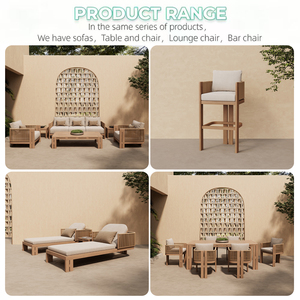 Ensemble de salle à manger d'extérieur moderne en bois de teck, <span class=keywords><strong>table</strong></span> <span class=keywords><strong>et</strong></span> <span class=keywords><strong>chaises</strong></span> durables pour hôtel, villa, jardin - Product Image 6