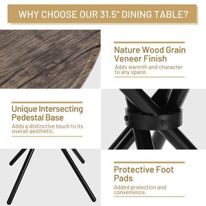 Retro brown wood grain round dining <b>table</b>, suitable <b>for</b> <b>small</b> apartments, home use, simple dining <b>table</b>, <b>kitchen</b>, living room, - Product Image 3