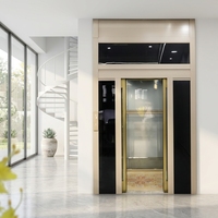 Ascenseur résidentiel MRL neuf, fiable et de haute qualité pour villa, avec porte en verre silencieuse et cabine en acier.