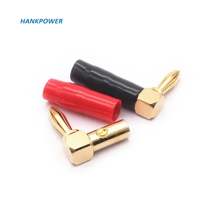 Audio Speaker Screw Banana Gold Plated Bend right angle 90 Degree Plug Connector 4mm Jack Adapter